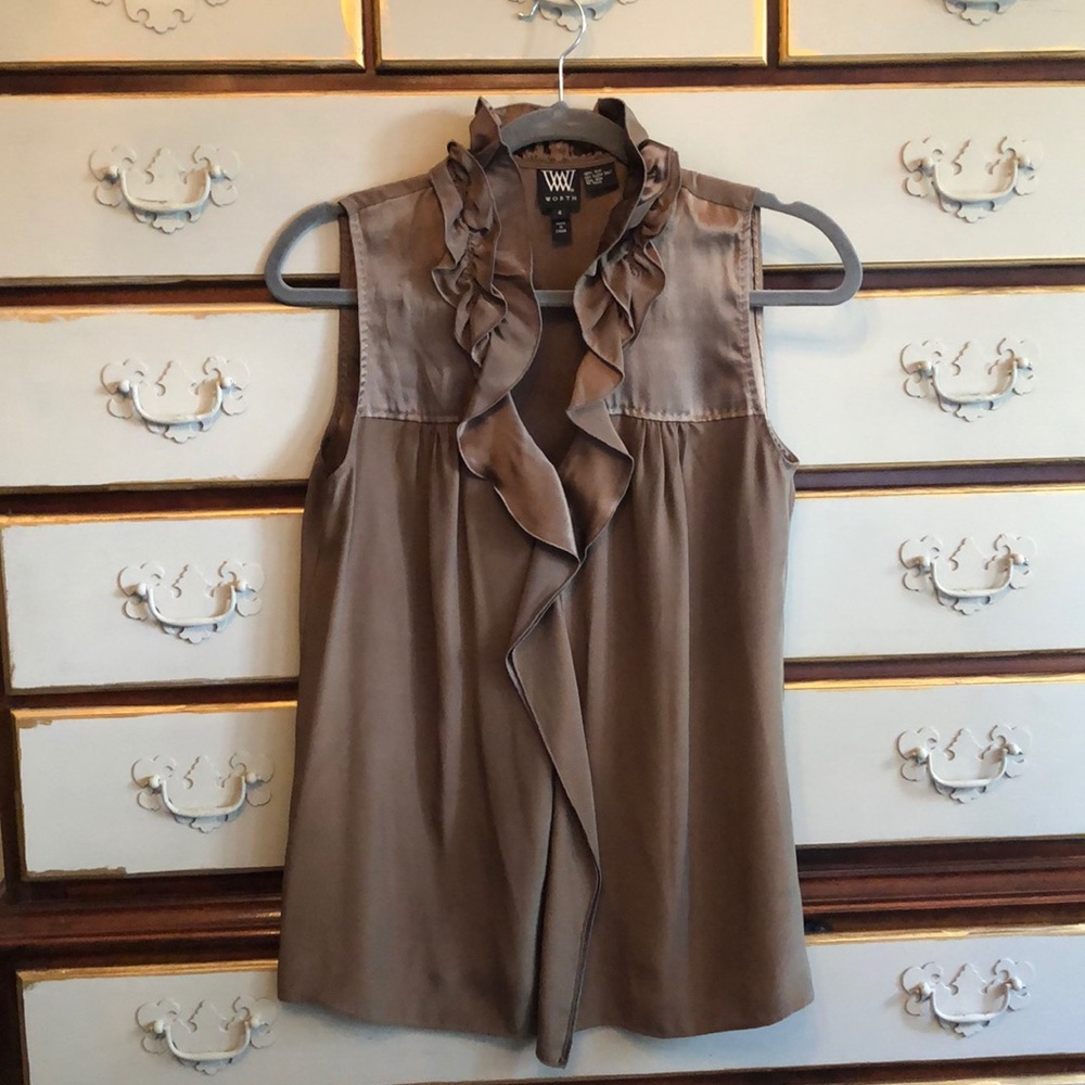 Brown silk Worth sleeveless top